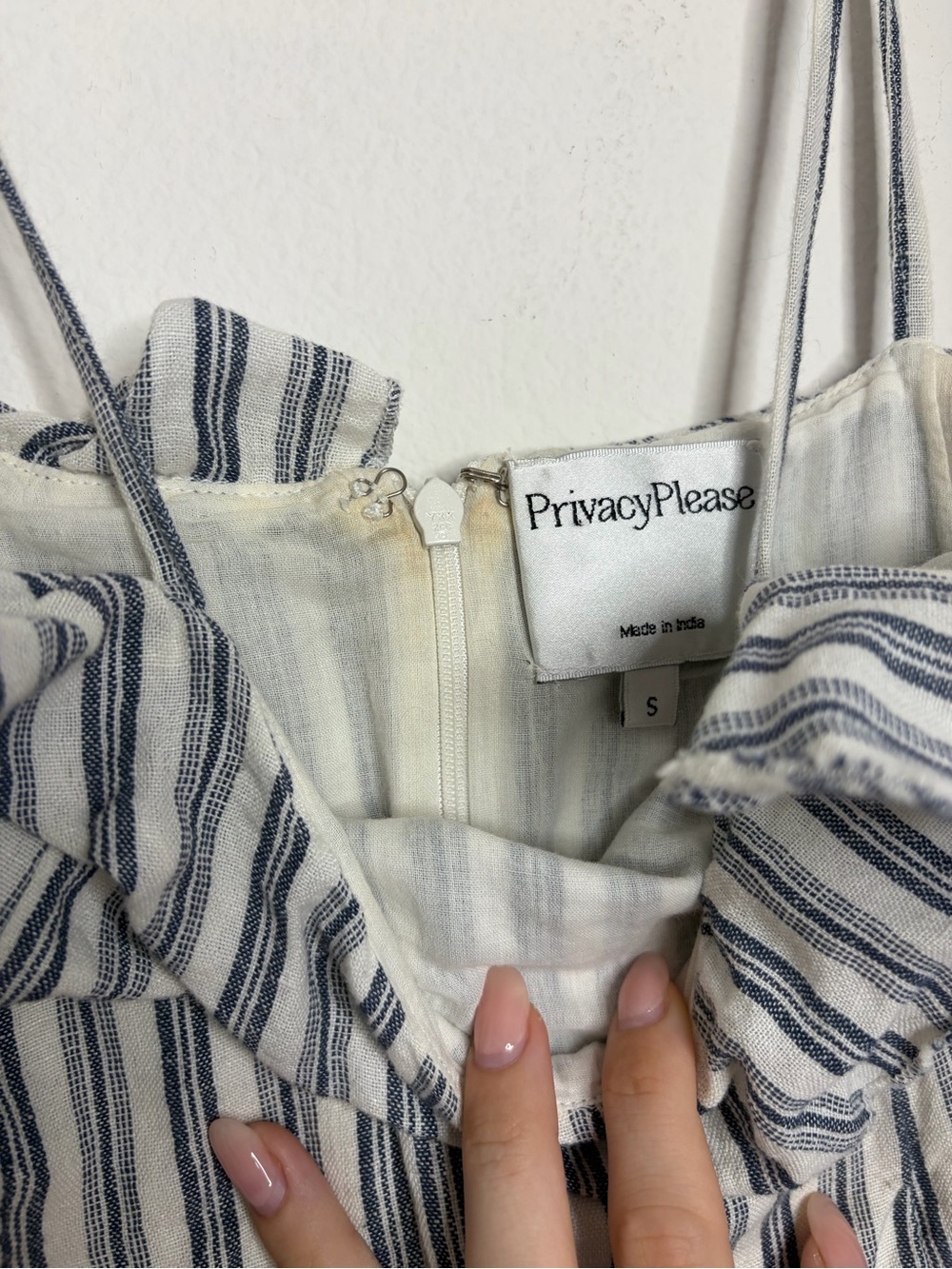Privacy Please Striped Linen Ruffle Mini Dress Size Small - Picture 4 of 6